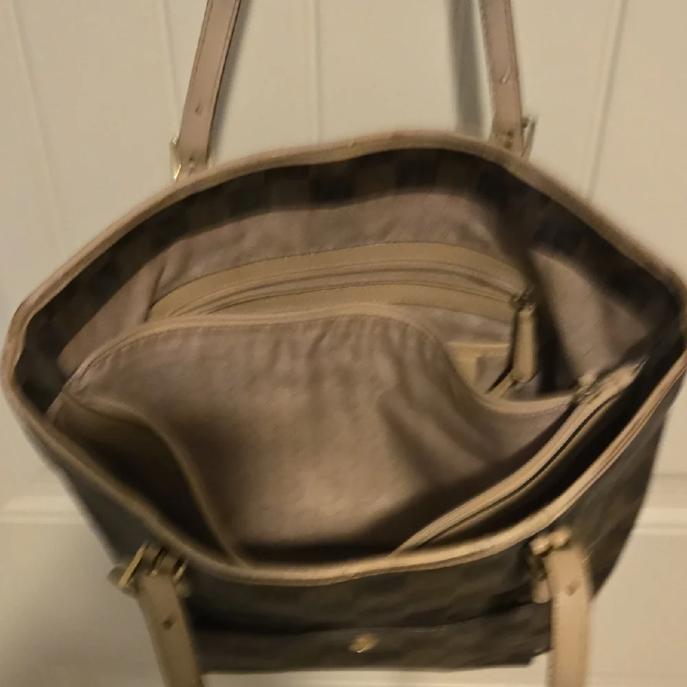 Michael Kors Checkered Tote - Black and Tan - Picture 8 of 16